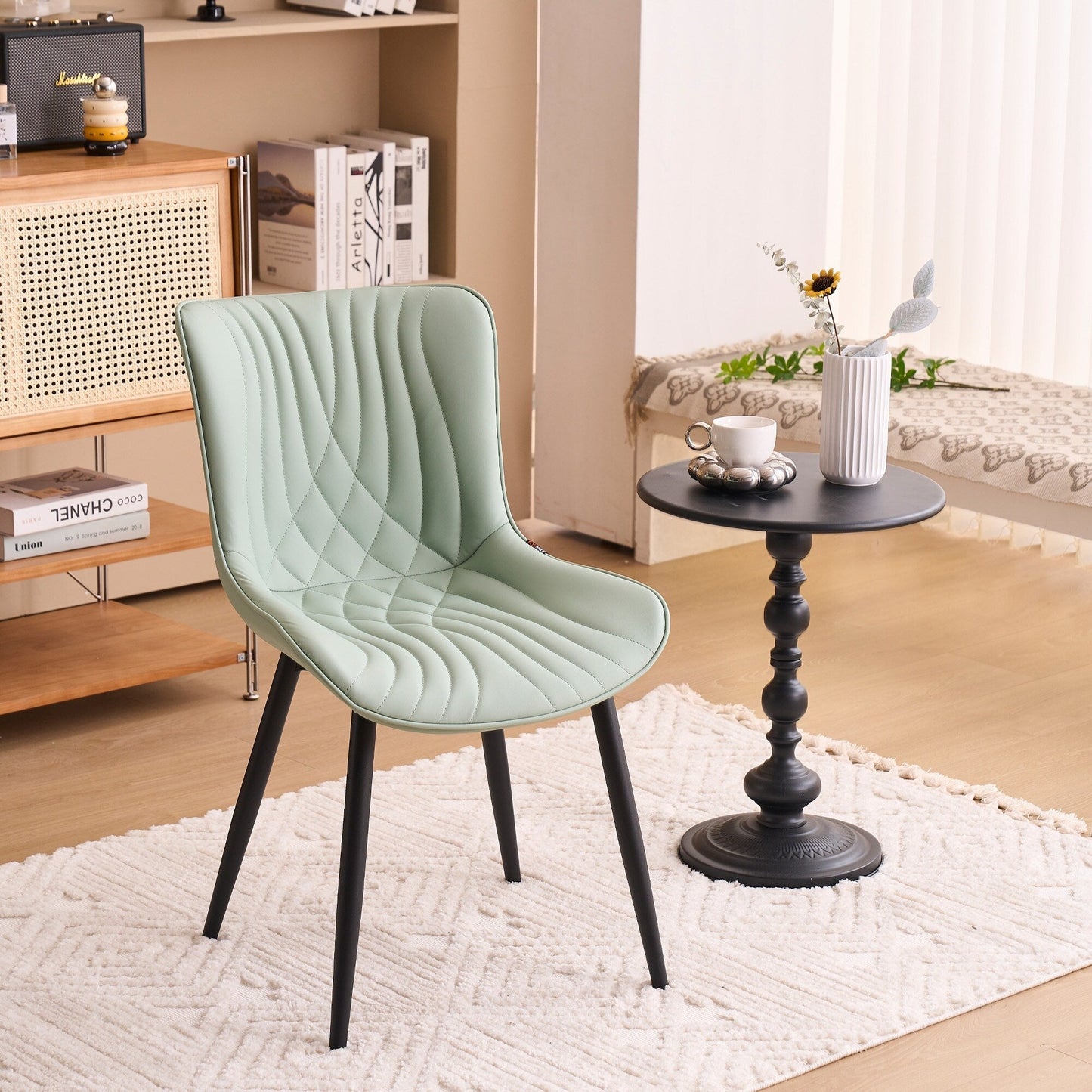 Lot de 2 chaises de salle à manger modernes en cuir rembourré sans accoudoirs