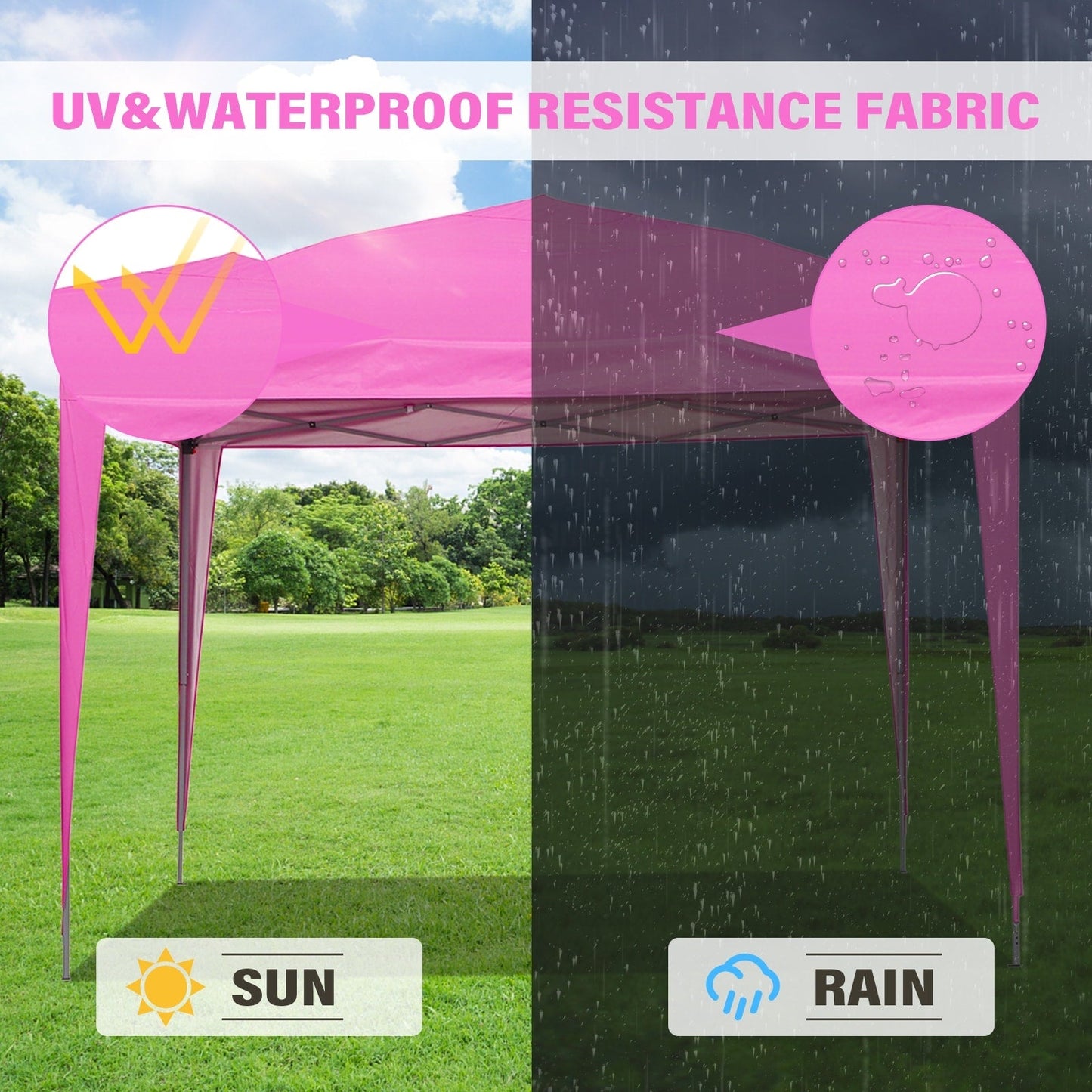 Tente pliante extérieure Zenova 3 m x 3 m, idéale pour terrasse, fête ou mariage.