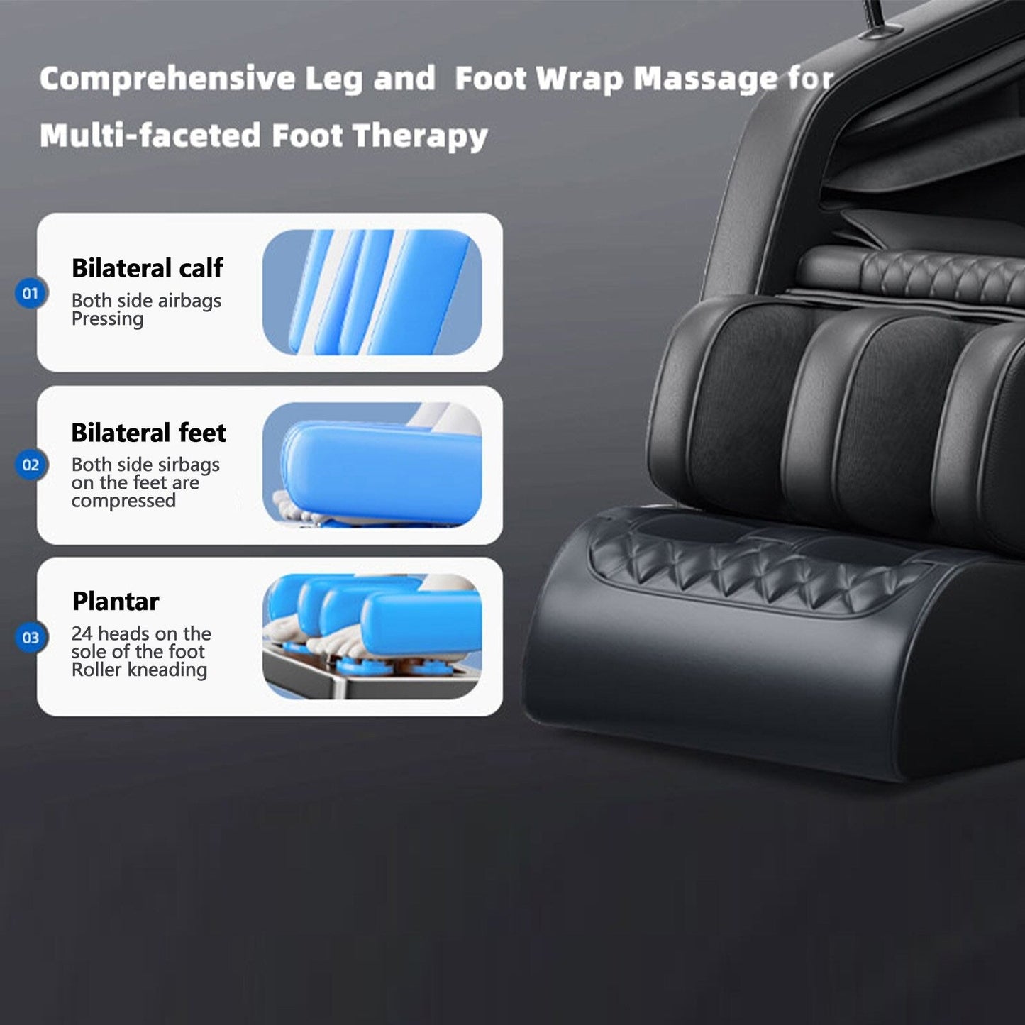 Fauteuil inclinable de massage à gravité zéro avec massage complet du corps, chauffage et audio Bluetooth intégré