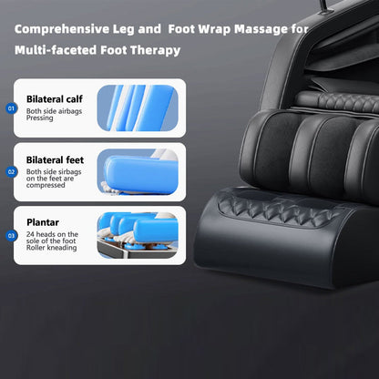 Fauteuil inclinable de massage à gravité zéro avec massage complet du corps, chauffage et audio Bluetooth intégré