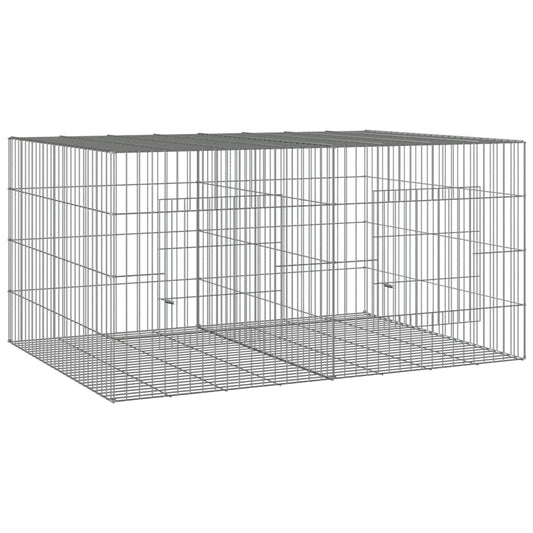 Cage à lapins 3 panneaux vidaXL, clapier, enclos pour animaux, en fer galvanisé