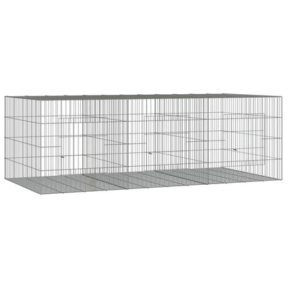 Cage à lapins 3 panneaux vidaXL, clapier, enclos pour animaux, en fer galvanisé